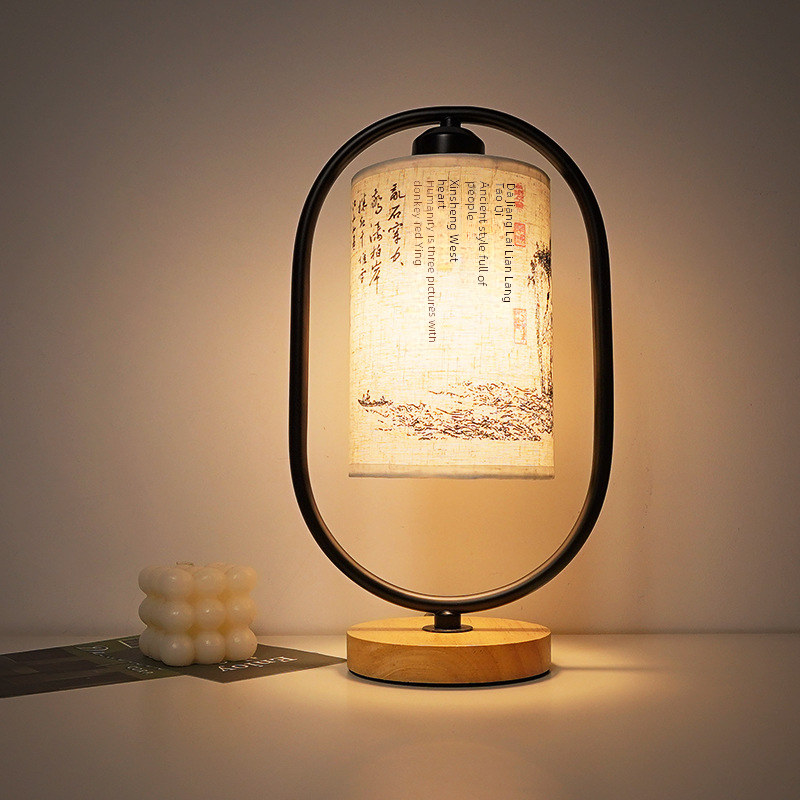Nordic Bedroom Table Lamp with Adjustable Fabric Shade